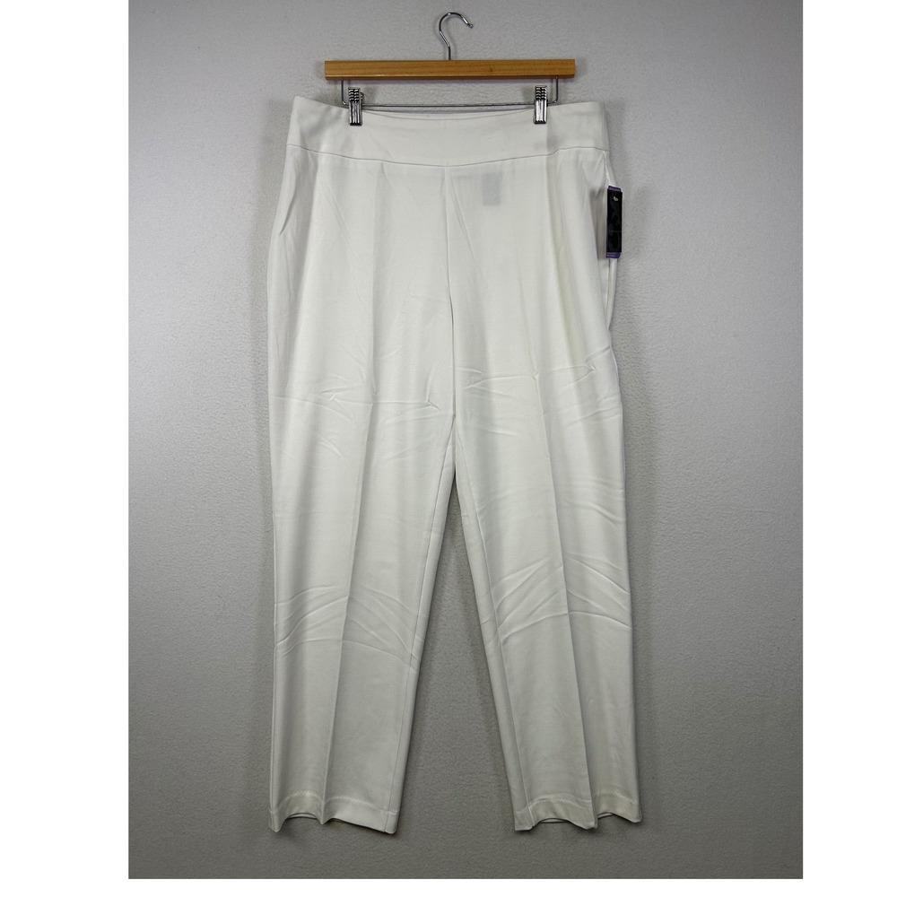 Quiet Luxury Investments Women 14R White Park Ave Fit Slimming Straight Leg Pant
